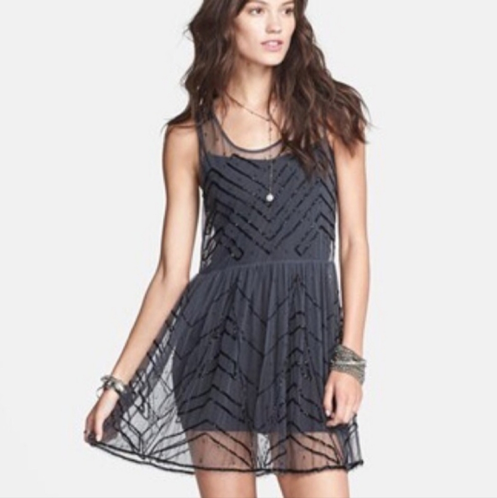 Free People Embellished Mesh Dress XS